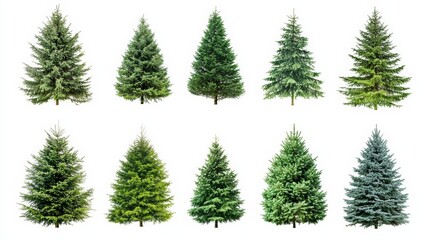 Obraz premium collection of christmas trees isolated with white background