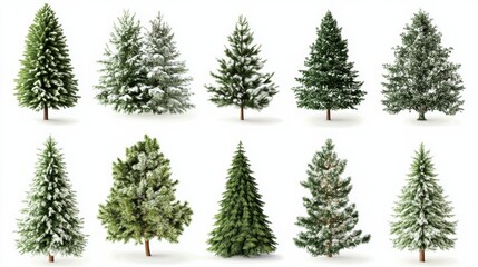 Obraz premium collection of christmas trees isolated with white background