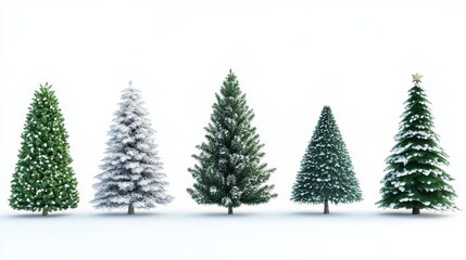 Fototapeta premium collection of christmas trees isolated with white background
