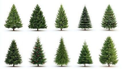 Obraz premium collection of christmas trees isolated with white background