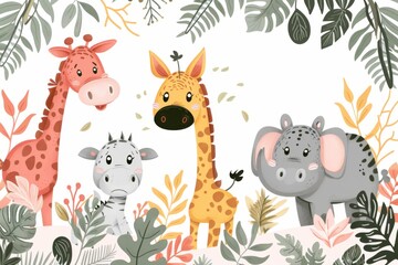 Obraz premium Playful animal mural for children's room decoration By Robert Kneschke