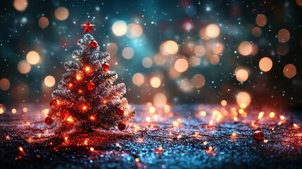 Festive bokeh effect with blurry Christmas lights creating a joyful holiday ambiance