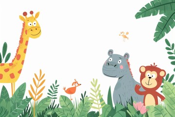 Fototapeta premium Playful animal mural for children's room decoration By Robert Kneschke