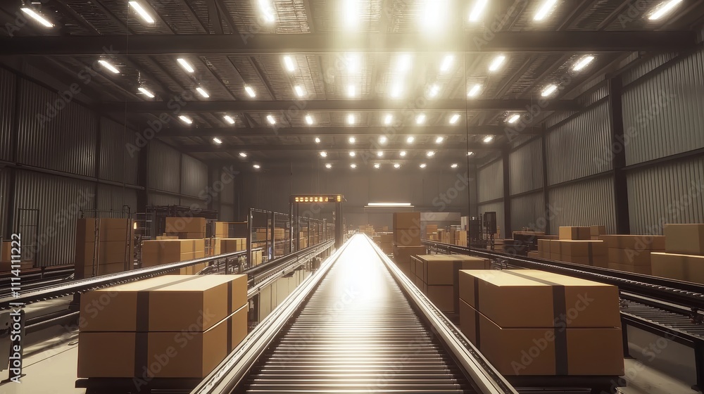 Aufkleber efficient conveyor system in a modern shipping facility for streamlined package sorting