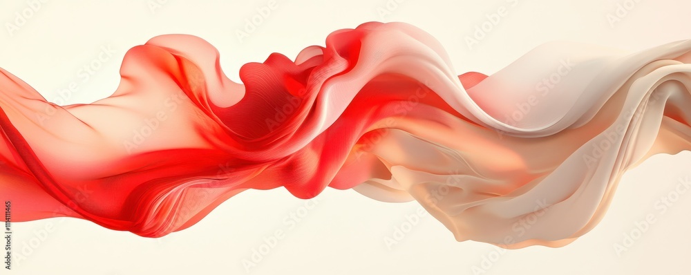 Aufkleber a red and beige silk fabric flows in the air, creating a beautiful abstract pattern. abstract art il