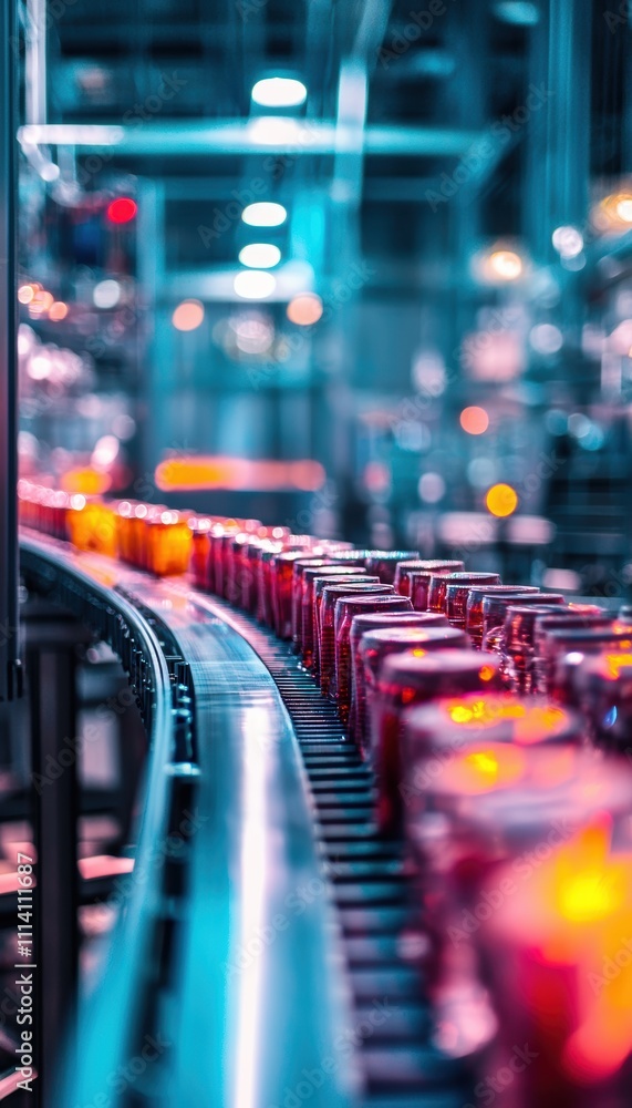 Poster automated plant conveyor system sorting packaged goods for efficient industrial distribution