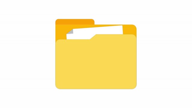 Yellow Folder Organizes Your Digital Files. A minimalist yellow folder icon ideal for representing digital storage, file management, and document organization in apps, websites, and presentations