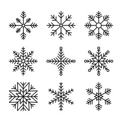 set of snowflakes. Editable stroke