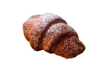 Fresh crispy sweet croissant with chocolate filling
