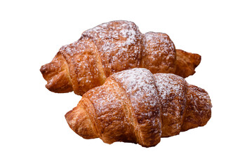 Fresh crispy sweet croissant with chocolate filling