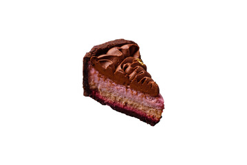 A piece of sweet cheesecake with mascarpone cheese, strawberry flavor