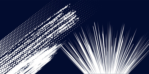 Dots halftone white & blue color pattern gradient grunge texture background. Dots pop art comics sport