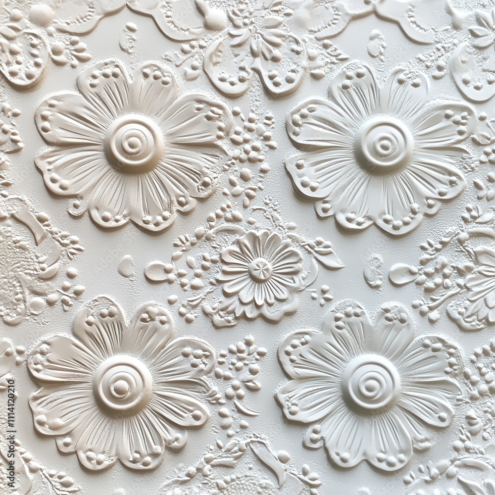 Aufkleber graphic highlighting an embossing technique with detailed patterns on a textured surface against a w