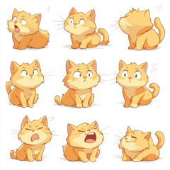 Fototapeta premium A cute orange cat character sticker, 