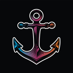 Sea anchor. Original vector illustration in vintage style. T-shirt design.