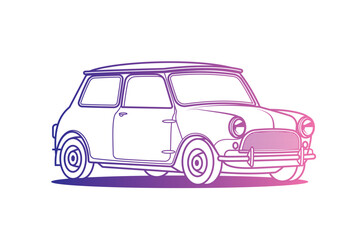 Racing retro car. Original vector illustration in vintage style.