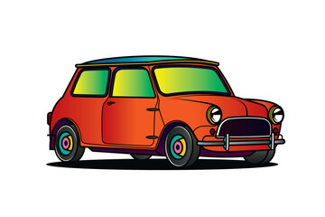 Racing retro car. Original vector illustration in vintage style.