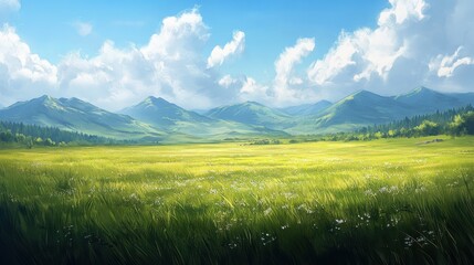 Fototapeta premium Sky backgrounds grassland landscape.