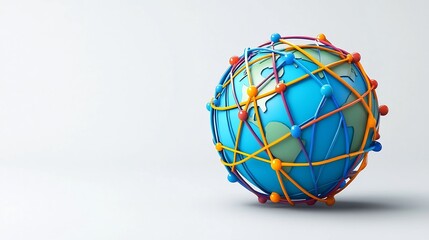 Obraz premium Colorful 3D Rendering of a Global Communication Network with Interconnected Lines