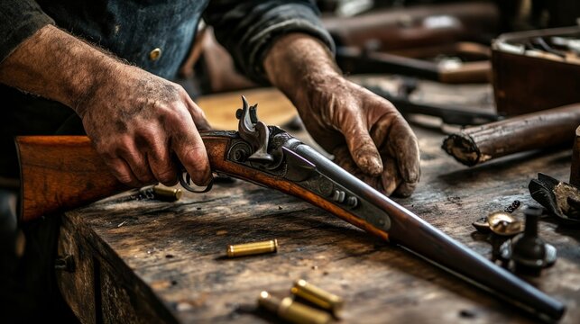 Expert Gunsmith Repairing a Vintage Rifle