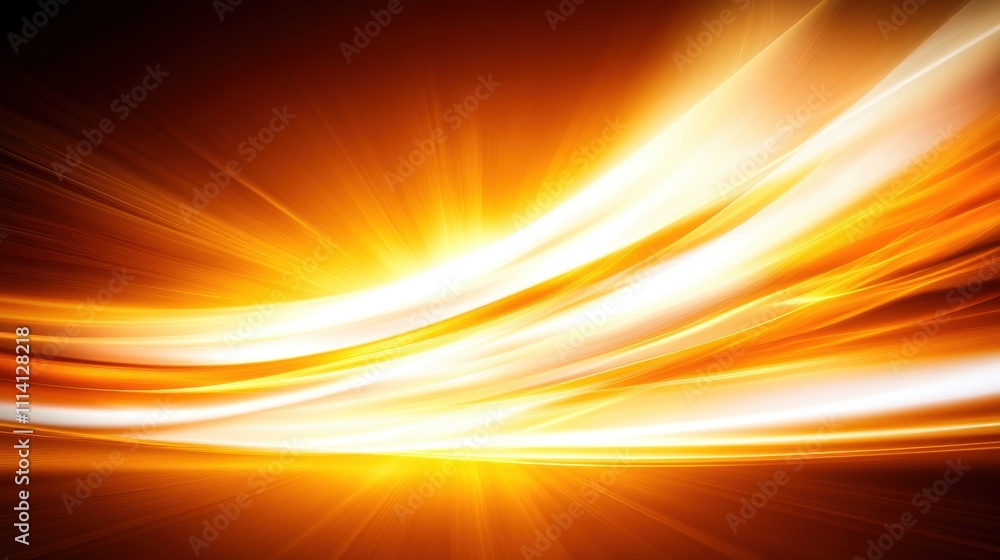 Poster bright glowing light background with warm amber hues, radiating energy and dynamic swirls for abstra