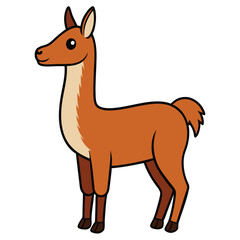 Vector guanaco in flat style. Cute and simple cartoon