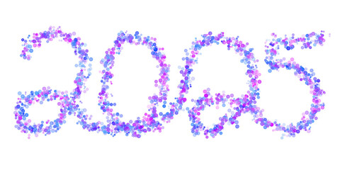 2025 made with multicolored bokeh lights effect, Purple, Blue, Violet color, Bokeh abstract isolated on white background, Blur, Glitter, Illustration design, Happy New Year