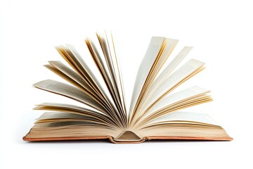 Open old book isolated on white background. 