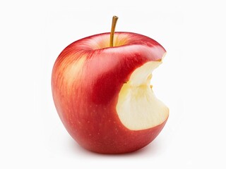 Bitten apple isolated on white background with clipping path and full depth of field.