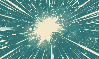 Comic-style explosion bubble with dots on blue background, copy space