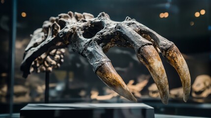 Fototapeta premium Fossil Prehistoric Dinosaur Claw Exhibit