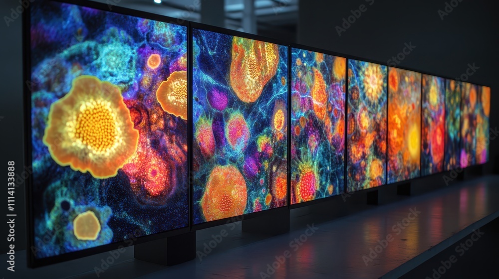 Poster the quantum dots on this display are arranged in an intricate arrangement.
