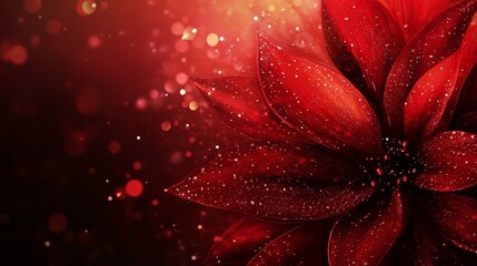 Fototapeta premium Vibrant Red Autumn Leaves with a Glittering Bokeh Background Creating a Warm Seasonal Atmosphere