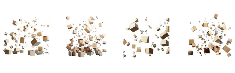 Obraz premium Collection of Cardboard Boxes Floating In The Air Against White Background