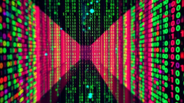 Vibrant Binary Code Matrix - Digital Art Background