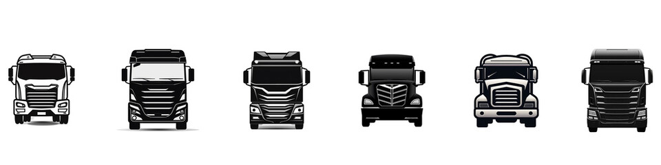 Collection of Trailer Cargo Truck Front Logo Vector on Transparent Background