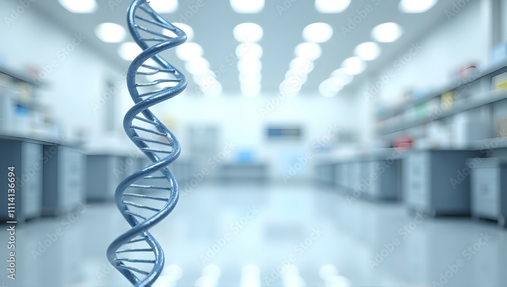 Poster dna helix in a modern lab setting: unveiling the mysteries of life's code. a captivating image.
