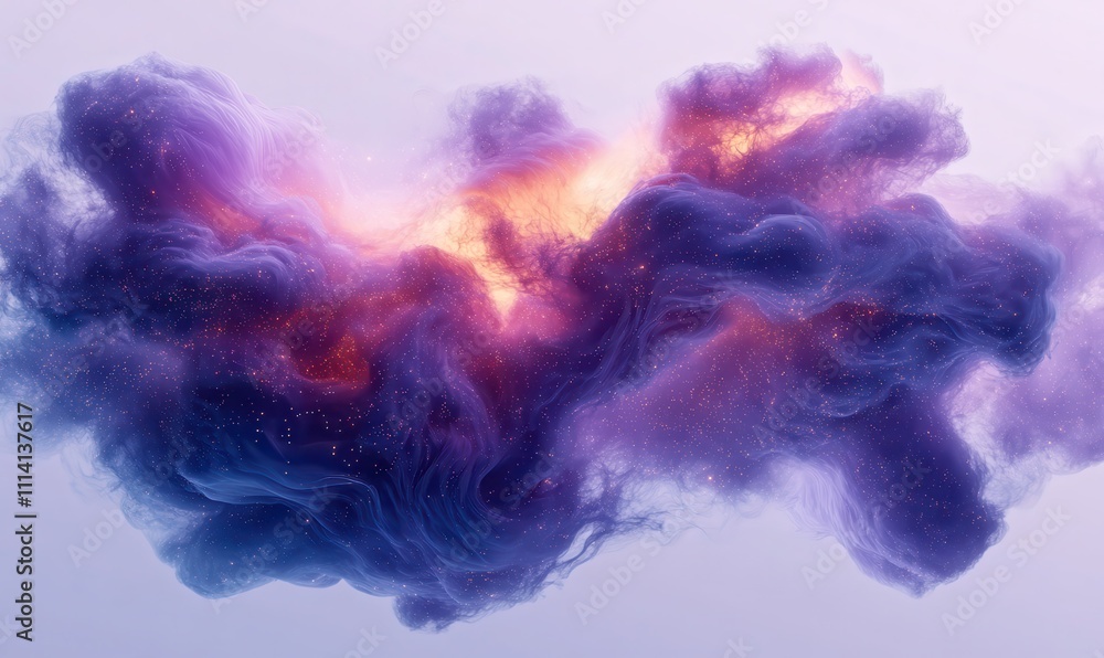 Poster harmonious nebula cloud patterns swirling in an abstract cloud shape isolated on a transparent backg
