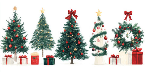 ai illustration of Christmas trees ornaments