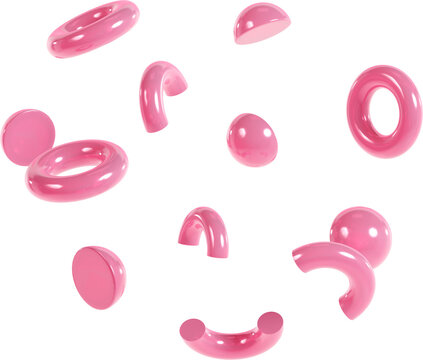 falling pink 3d abstract object
