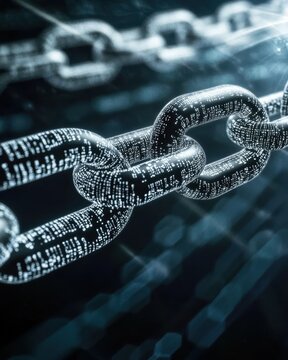 [Blockchain technology with binary code] Blockchain Network Symbolism: Bitcoin Logo Amidst Digital Circuitry