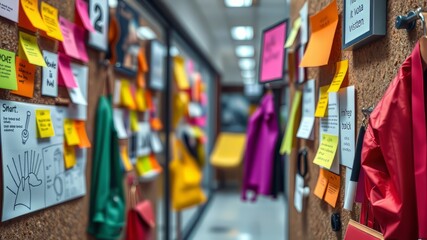 Vibrant Office Corkboard - Inspiring Ideas, Creative Mood Board