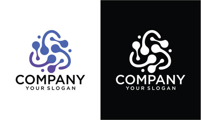 Creative line dot tech logo