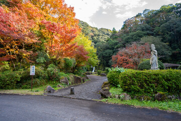 Obraz premium 観音滝公園の紅葉の風景（さつま町）