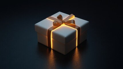 A new year gift box white background illuminated celebration.