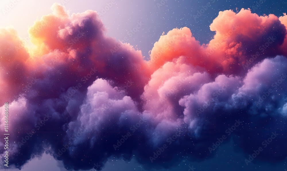 Poster harmonious nebula cloud patterns swirling in an abstract cloud shape isolated on a transparent backg