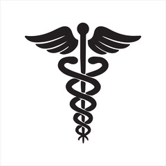 caduceus medical symbol on white background