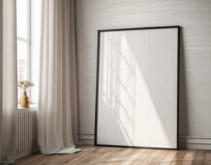 Elegant living room wall mockup featuring a contemporary ISO A paper size frame, ideal for showcasing stunning artwork and photography.