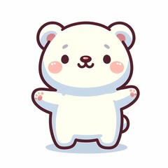 Fototapeta premium Chibi Flat Style Polar Bear Illustration on White Background
