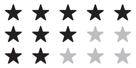 Product rating or customer review with gold stars set collection. Graphic symbol flat design interface illustration elements for app ui ux web banner button vector isolated on white background